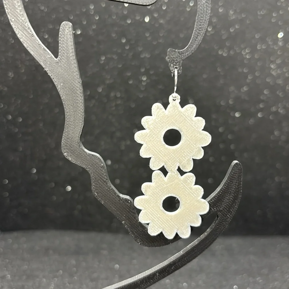 White Floral Earrings